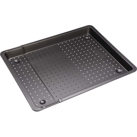 Zenker Piastra Forata Estensibile da 37 a 52 cm, con sistema di bloccaggio automatico, bordo XXL da 3 cm In acciaio Carbon Steel rivestito in antiaderente Teflon Classic Linea Black Metallic (1/5)