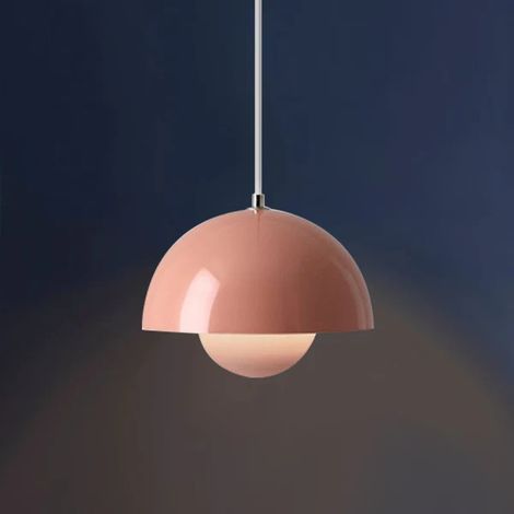 Lustre industriel, ampoule réglable, style grange, pour îlot de cuisine, salon et chambre, avec ampoule, lumière chaude 3000 K, rose (1/5)