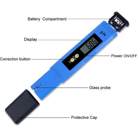 pH water quality tester, measuring range 0-14, high accuracy 0.01, suitable for home hydroponic water, blue (1/4)