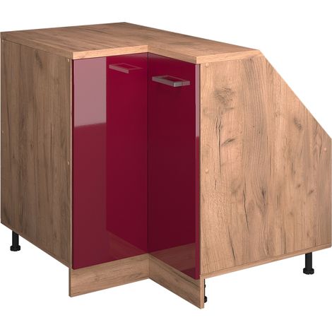 Meuble de cuisine d'angle pour combles R-Line, Rouge brillant, 75.6cm 1 porte, 60 cm de profondeur, Vicco (1/5)