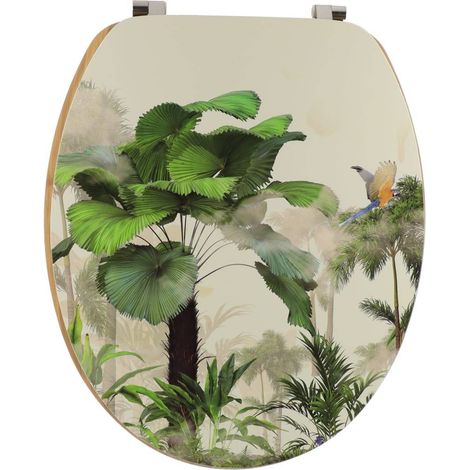 Wc-deckel mdf 18 zoll deckel design gedruckt sitzfläche bambusimitat edelstahlbefestigungen - oasis - Tendance
