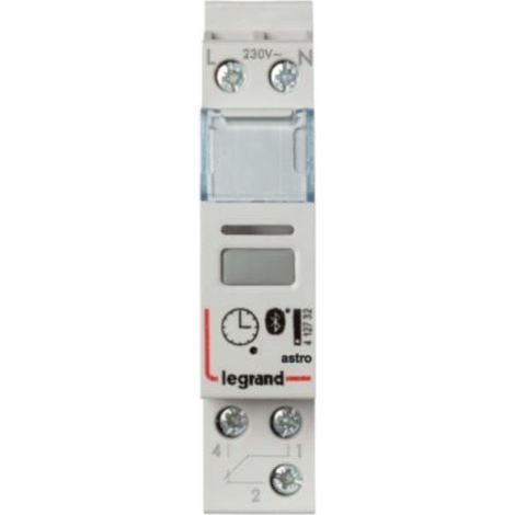 Interrupteur horaire astronomique hebdomadaire ou journalier Bluetooth sans écran 230V 1 sortie 16A - 1 module - LEGRAND