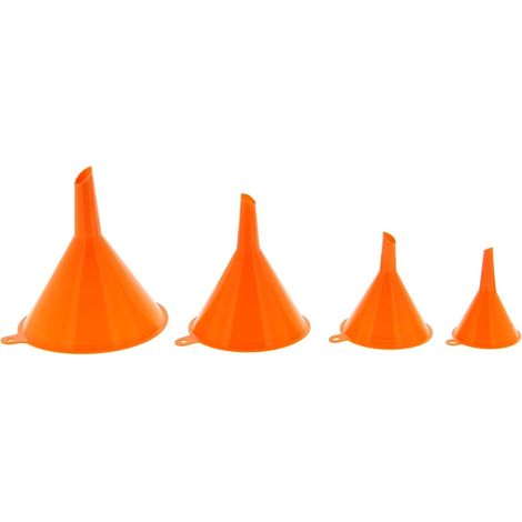 XL 300604 Set of 4 Funnels. Ø 50/75/100/120mm, oil and hydrocarbon resistant, orangeyellowpeach