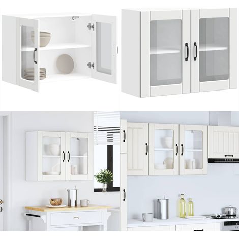 vidaXL Küchen-Hängeschrank mit Glastür Lucca Weiß Holzwerkstoff (1/5)