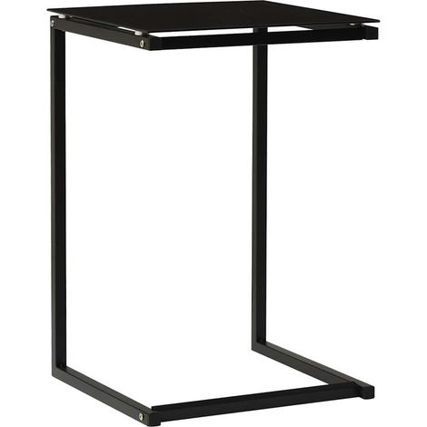 vidaXL Mesa auxiliar de vidrio templado negro 40x40x60 cm (1/5)