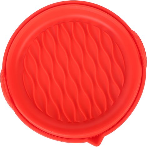 Revêtement en silicone pliable rond à rayures ondulées pour friteuse, résistant à la chaleur et réutilisable, accessoire rouge pour friteuse (1/5)
