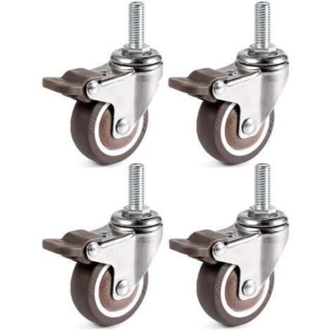 4 Pièces Roues Pivotantes, 25mm M6 x 15mm Pole Roulettes de Meubles pour Chariots-