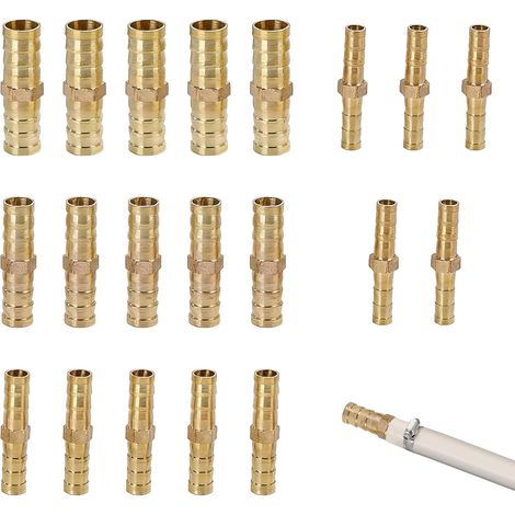 Raccord Durite Essence, 20 Pièces Tuyau Carburant, Barbe En Laiton,Les Tubes De Trachée(6mm/8mm/10mm/12mm),Design à Crochets Anti-Fuite, Eau/Carburant, Jardin/Industrie - (1/5)