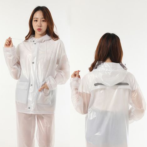 Ensemble imperméable pluie vélo extérieur surpantalon veste blanc Taille M homme femme (1/5)