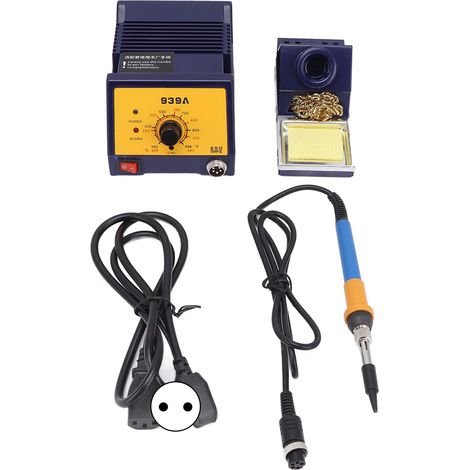 Station de soudage réglable 90W 939A 110V‑220V avec fer à souder, prise UE, température ajustable pour travaux de soudure (1/5)