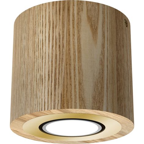 Spot plafond rond 10cm bois-clair or GU10-8W Luminex