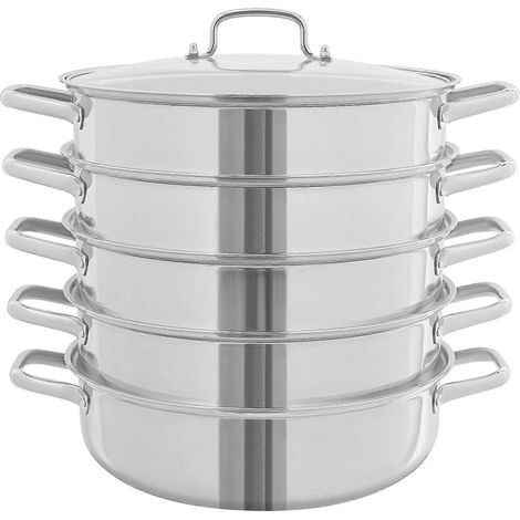 Cuiseur vapeur empilable en acier inoxydable 28/30/32 cm avec couvercle - 32 cm / 126 pouces (1/4)