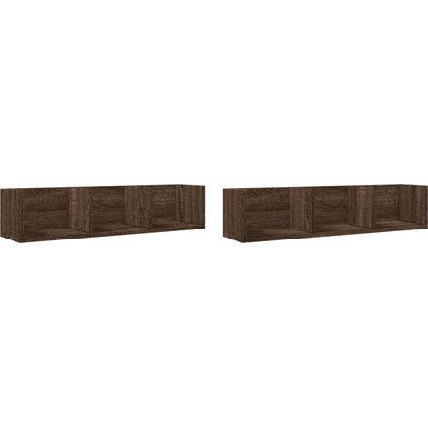 Meubles de Rangement，Armoires murales 2pcs chêne marron 75x18x16,5cm bois ingénierie CFW746298 (1/5)