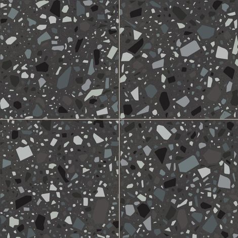 Carrelage sol / mur terrazzo multicouleur 18,6x18,6 cm CONFETTI NERO PETROLIO (vendu par boite de 0,45m2) (1/3)