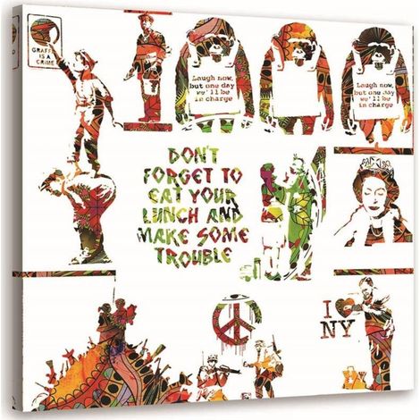 Tableau sur toile Collage Banksy Art de rue 60x60 (1/5)