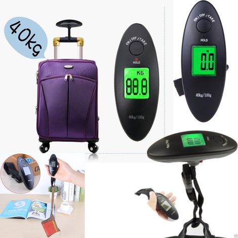 Trade Shop - BILANCIA PORTATILE 40 KG ELETTRONICA LCD FISHING BAGLI ZAINI MIT GANCIO WH-A15 -