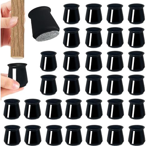 32PCS Protection Pied de Chaise Silicone, Ronde Tampon Chaise, Patin Meuble, Protege Pied de Chaise, Embout de Chaise, Élimine Le Bruit et Les Rayures (Noir, Grand) (1/5)