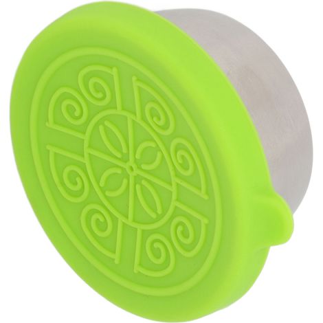 Tasse à huiles essentielles 50ml en acier inoxydable, couvercle vert, idéale pour institut de beauté et spa portable. (1/5)