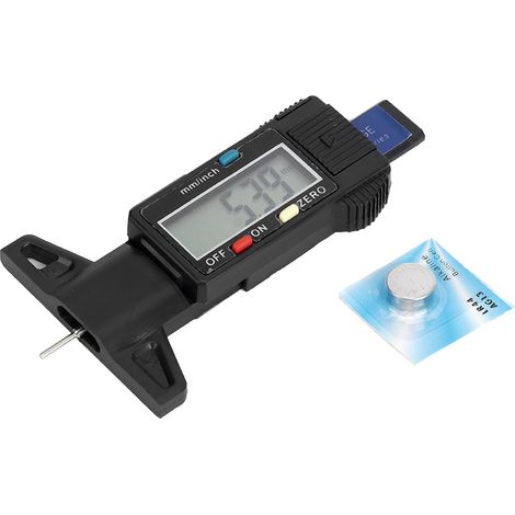 Jauge de profondeur de bande de roulement 025,4mm/1in pour pneus de voiture, outil de mesure multiusage noir (1/5)