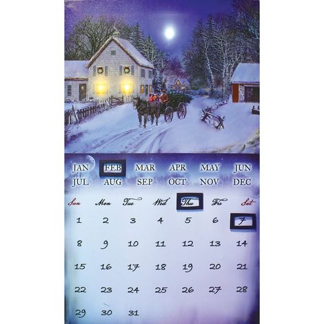 Calendario dell'avvento luminoso con paesaggio innevato e led a luce calda