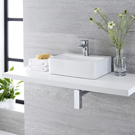 Ensemble Vasque Rectangulaire Suspendue 40 X 29.5CM & Mitigeur Razor
