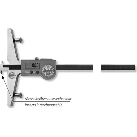 Digital-Tiefenmessschieber DIGI RICOR inox mit auswechselbarem Messeinsatz 300x150/0,01mm IP67