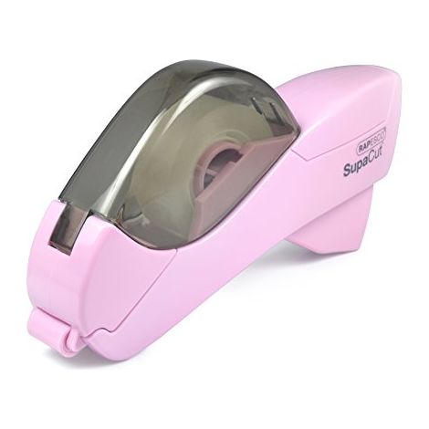 RAPESCO 1441 SUPACUT DÉVIDOIR DE RUBAN AVEC 2 ROULEAUX DE RUBAN ADHÉSIF ROSE PASTEL