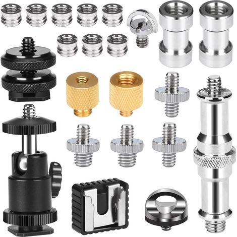 Vis Appareil Photo, Vis Adaptateur Caméra, Trépied de Vis Convertisseur Montage 1/4" vers 3/8" Tête de trépied Tête sphérique 1/4" à 1/4" Vis à Filetage pour vis d'appareil photo, trépied, monopod