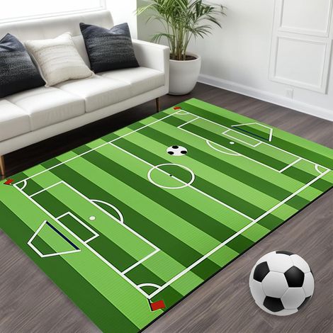 Tapis Chambre Enfant, 80x120 CM Tapis De Football Chambre, Tapiss pour Enfants, The Carpet, Tapiss Terrain De Foot, Football Tapis Salon Bain Lavable Anti Derapant (Vert) (1/5)