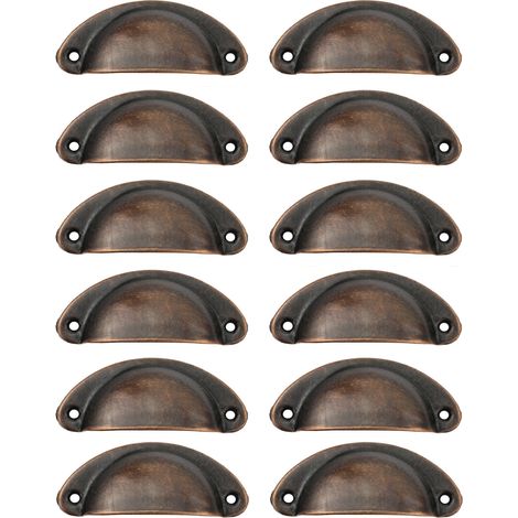 12 Stück Vintage Muschelgriffe antik rot, selbstklebend Möbelgriffe Schubladengriffe für Kleiderschrank Schrank Schublade