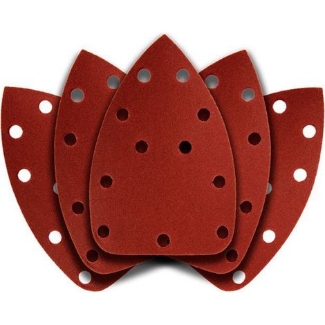 Papier Abrasif - 140x140x80 mm - Grain K240 - Pour Ponceuse Oscillante - 5 Pièces Avec Trous (1/5)