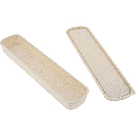 1 boîte de rangement portable pour couverts de voyage, boîte à ustensiles pour ensemble de couverts, 24 x 6 cm (beige)