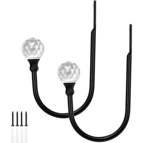 Passanti per tende da parete ZVD con sfera di cristallo trasparente, confezione da 2, per decorazione domestica (nero) - Crezuo