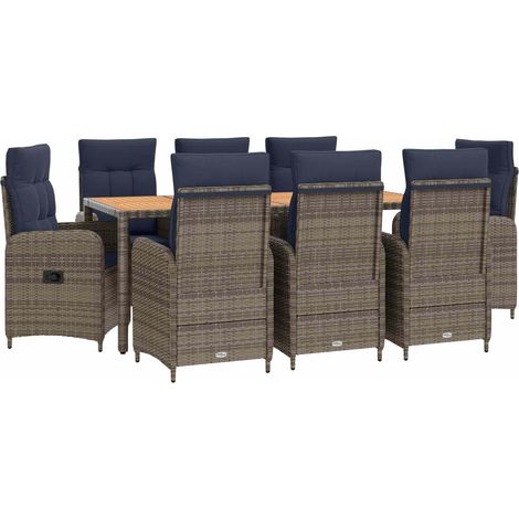 Maison Exclusive - Outdoortisch-Set 9 stk. PE Rattan und pulverbe (1/5)