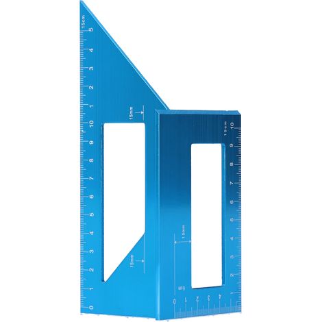 45°/90° Équerre de Mesure 3D en Métal, Règle de Repérage d'Angle pour Menuiserie, Outil de Précision Bleu