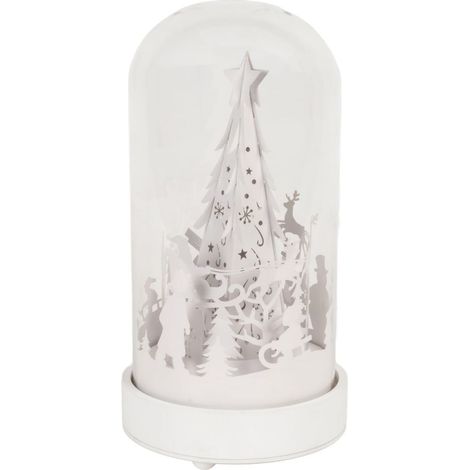 Lanterne festive en verre avec 10 LED blanc chaud, bois, Père Noël (1/4)