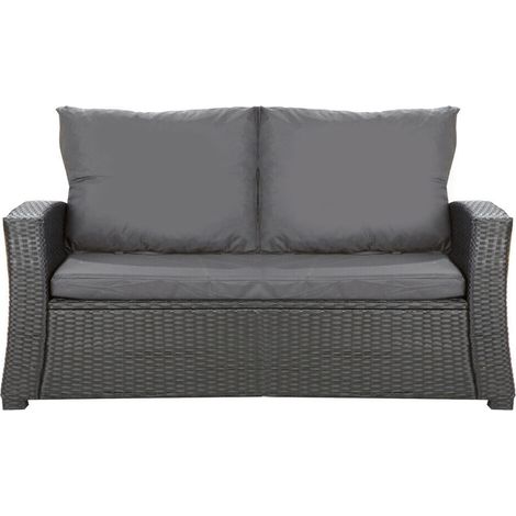 Setgarden – Coussins d'extérieur anthracite 112x50x7 cm – Résine tressée – Lot de 2 coussins pour canapé de jardin – Confort et style - 256x50cmcoussins (1/4)
