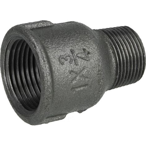 Raccord en fonte malléable noir manchon réduit 1'' FF x 3/4'' FM