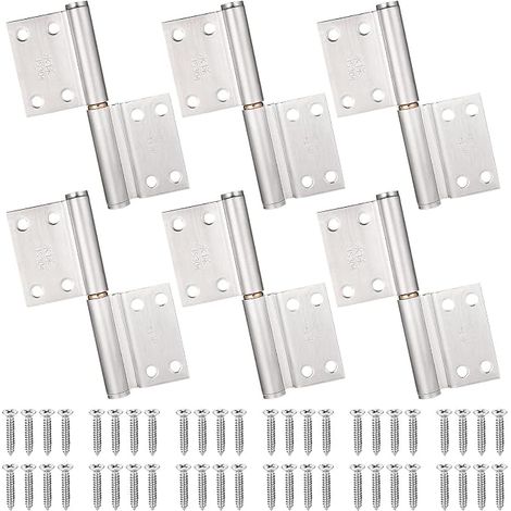 Zocipro 6Pcs Charnières Porte Placard Charniere Inox avec Vis, Charniere Portes Pliantes Intérieures et Extérieures, Charnières Meuble Armoire, Chambre à Coucher, Fenêtre, Cabinet (1/5)