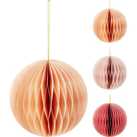 Pallina di natale natalizia in carta 150mm - arancione/rosa colore assortito