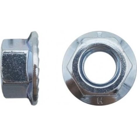 100 Ecrous Hexagonaux à Embase Crantée M10 mm - DIN 6923 - 8 - Zingué blanc - D-Work
