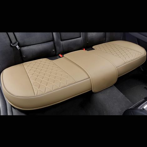Black Panther Housse de siège de Voiture arrière en Cuir PU pour 90% des Voitures, matelassée en Triangle - Beige (1/5)