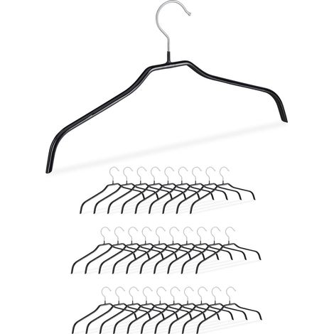 Set di 10 grucce antiscivolo sottili per bluse camicie 21 x 42 x 1 cm in PVC nero 130006504