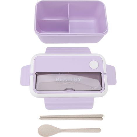 Boîte Bento Japonaise 1400ml Lavable Micro-ondes, Récipient Repas Étudiant Bureau avec Séparateur, Capacité Grande Portable Violet (1/5)