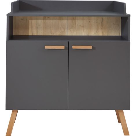 MatsBaby Wickelkommode 2 Türen, 1 Offenes Fach grau.