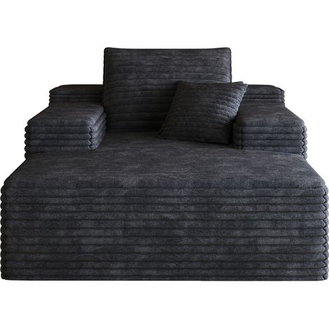 Chaise longue de pana negra 159 x 115 cm, espuma, sin montaje, MODENUIT (1/5)