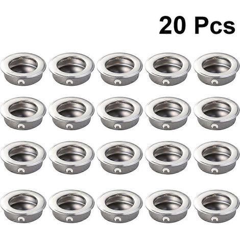 Packung mit 20 flachen Edelstahl-Einlassgriffen 35 mm für Schiebetüren, Schränke und Schubladen. (1/5)