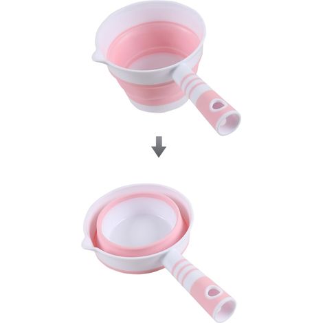 Louche à eau pliable en silicone et plastique, Pelle à eau portable pliable, cuillère à eau Louche de bain avec poignée Pour cuisine bain douche Jardin (Rose) (1/5)