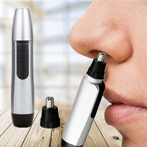 Coupe-poils nasal blanc, épilateur nez et oreilles à piles, tondeuse de nez pour homme, outil de rasage nasale rechargeable, kit hygiène homme (1/4)