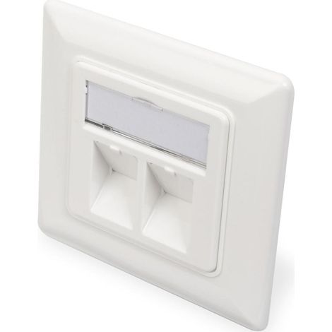 DIGITUS Scatola di giunzione per modulo Keystone - 2 porte - Uscita angolata a 45° - Con coperchio antipolvere - Bianco (1/4)